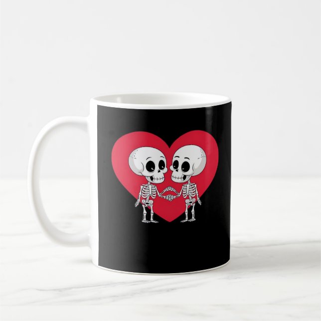 Valentinstag Funny Skeleton Handherz Kaffeetasse (Links)