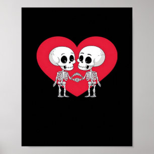 Valentinstag Funny Skeleton Handherz Poster