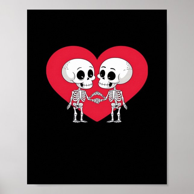 Valentinstag Funny Skeleton Handherz Poster (Vorne)