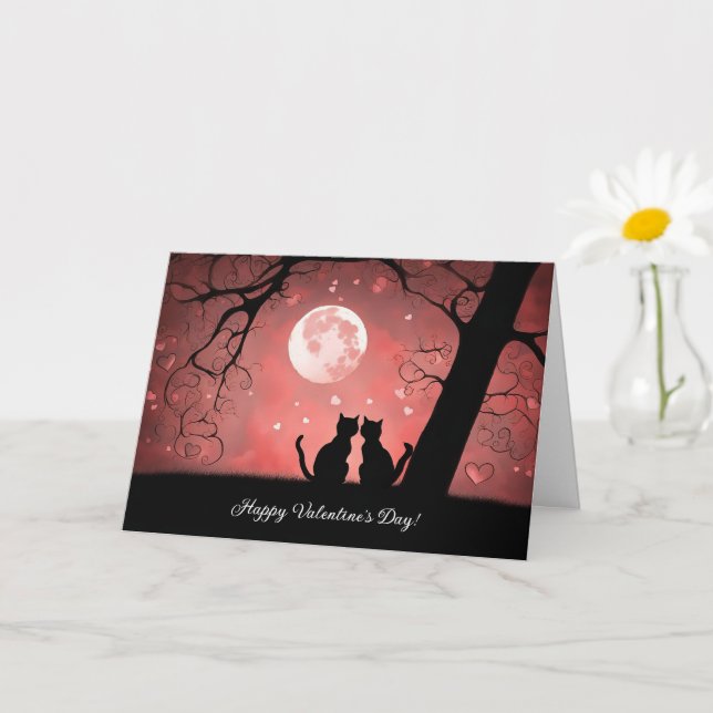 Valentinstag für alle mit Niedlichen Katzen Karte (Kleine Pflanze)