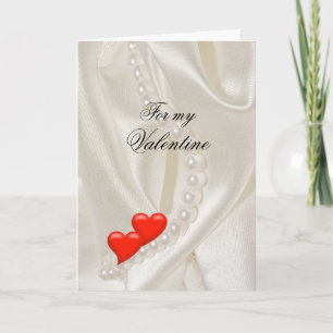 Valentinstag für Ehefrau Zwei Herzen und Perlen au Karte