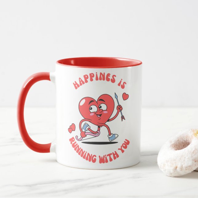 Valentinstag für Fitness Liebhaber, laufende Gesch Tasse (Mit Donut)