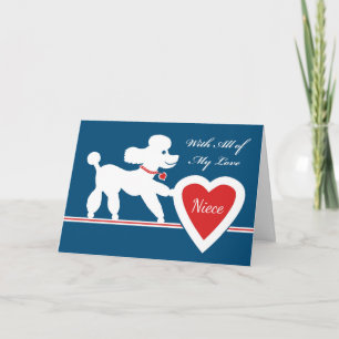 Valentinstag für Nichte, Niedliche Poodle-Silhouet Feiertagskarte