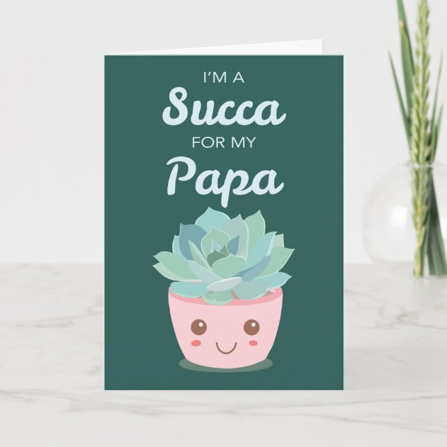 Valentinstag für Papa mit Kawaii Sukkulent Karte (Vorderseite)