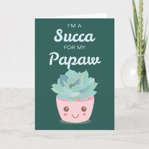 Valentinstag für Papaw mit Kawaii Sukkulent Karte