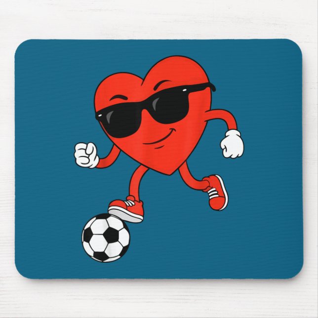 Valentinstag Fußball Herz Spielendes Design Mousepad (Vorne)