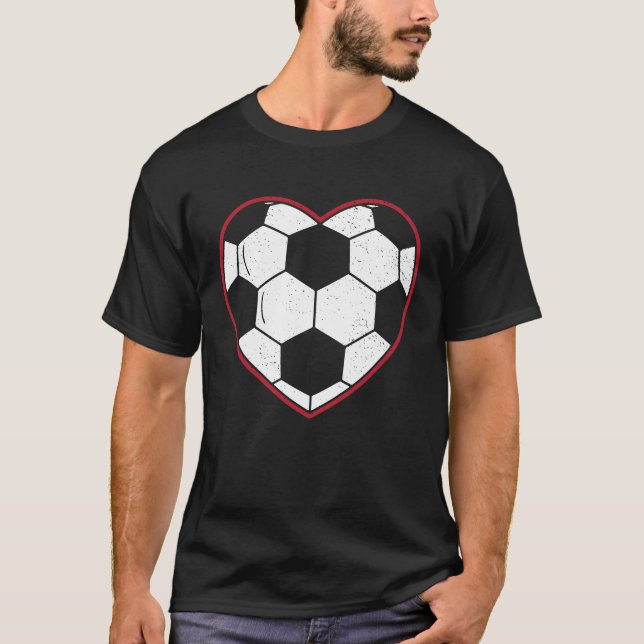 Valentinstag Fußball Rotes Herz T-Shirt (Vorderseite)
