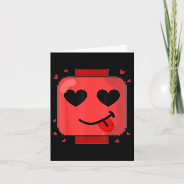 Valentinstag Gebäude Brick Head Heart Builder m Karte (Vorderseite)