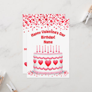 Valentinstag Geburtstagskuchen Flache benutzerdefi Karte