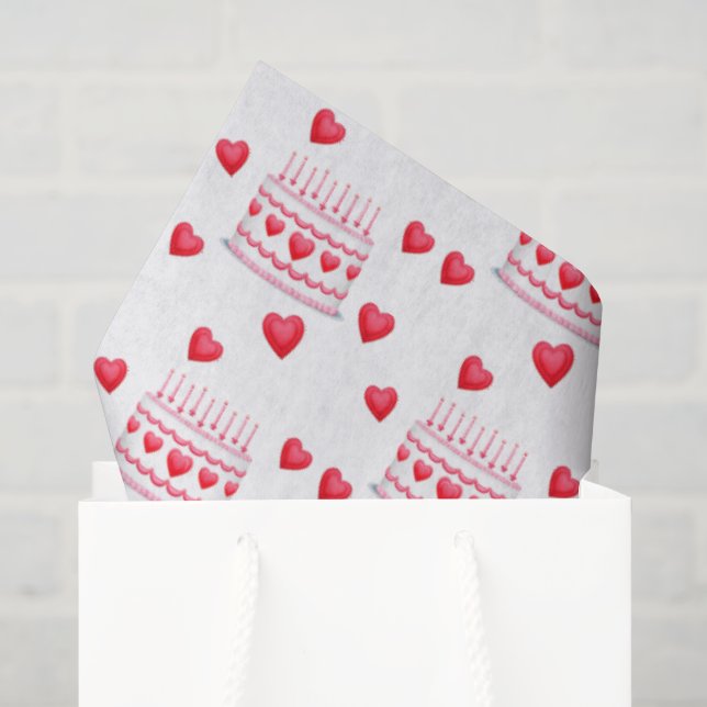 Valentinstag Geburtstagskuchen Muster Seidenpapier (Geschenktüte)
