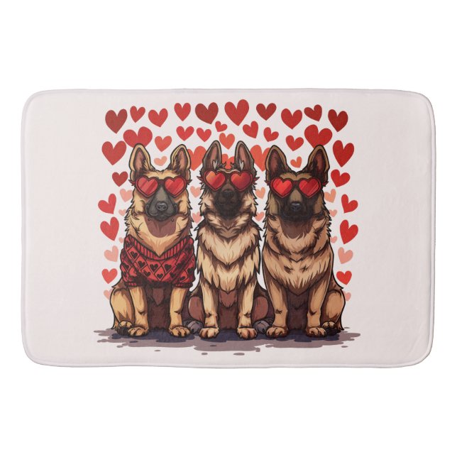 Valentinstag German Shepherd Hogs Badematte (Vorderseite)