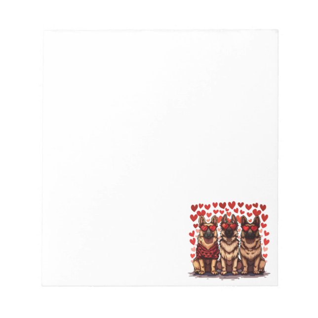 Valentinstag German Shepherd Hogs Notizblock (Vorderseite)