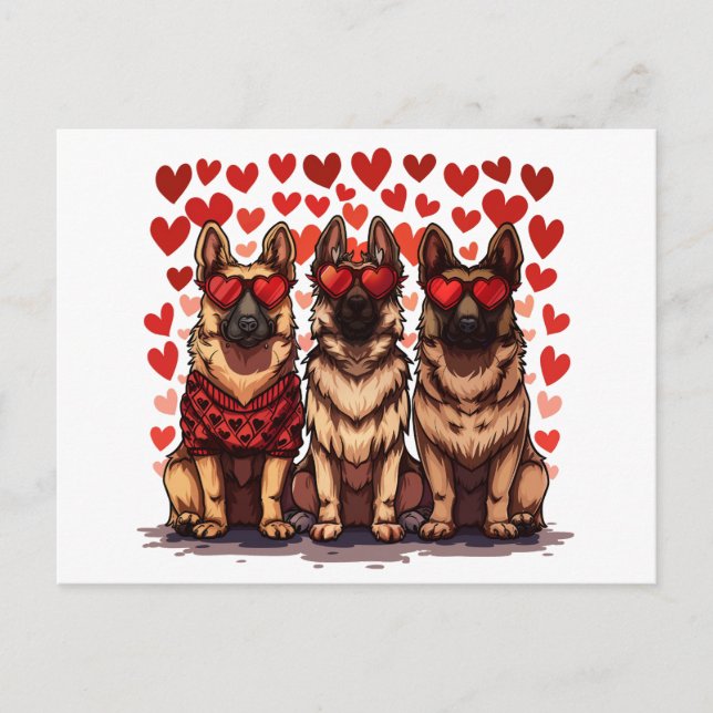 Valentinstag German Shepherd Hogs Postkarte (Vorderseite)