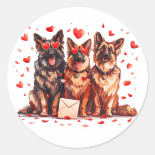 Valentinstag German Shepherd Hogs Runder Aufkleber