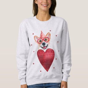 Valentinstag Geschenk Corgi Hund Sweatshirt