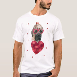 Valentinstag Geschenk Englische Mastiff-Hund T-Shirt
