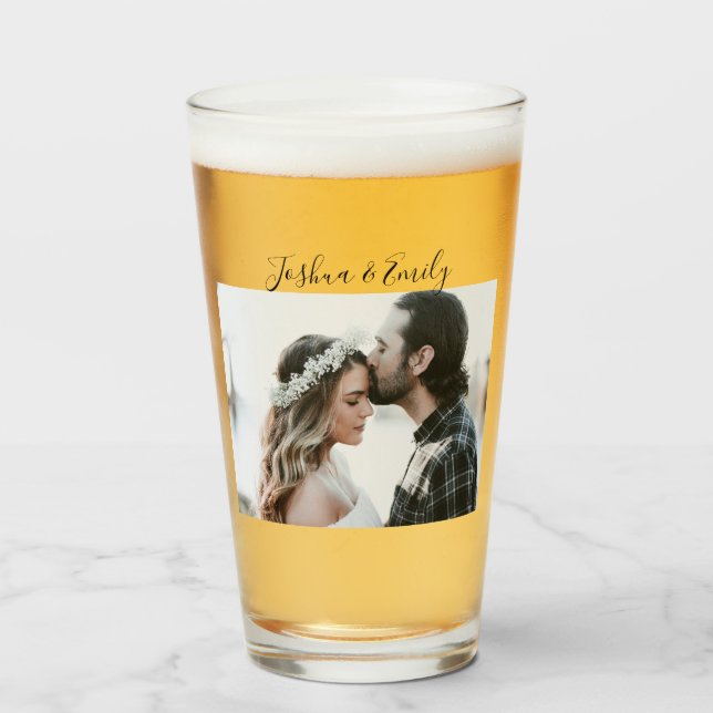 Valentinstag Geschenk Foto Bierglas Glas (Vorne (Gefüllt))