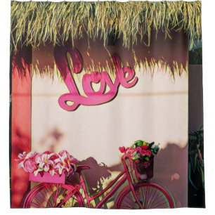Valentinstag Geschenk für Biker Duschvorhang