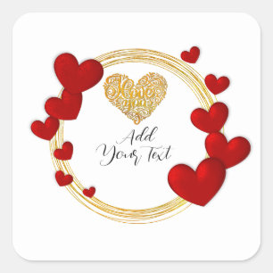 Valentinstag Geschenk mit Personalisierten roten H Quadratischer Aufkleber