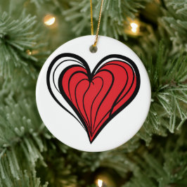 Valentinstag-Geschenke - Rotes Herz - Keramik Ornament