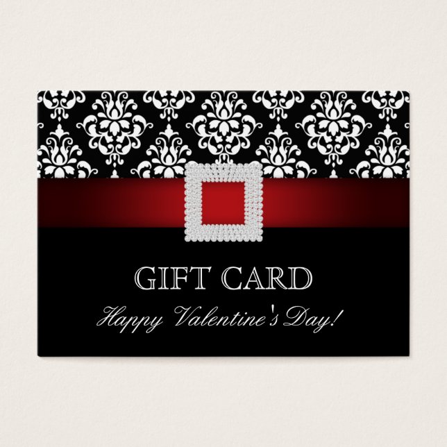 Valentinstag Geschenkkarte Red Jewel Damask (Vorderseite)