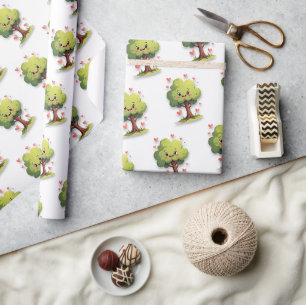 Valentinstag-Geschenkpapier Baum rote Herzen Geschenkpapier