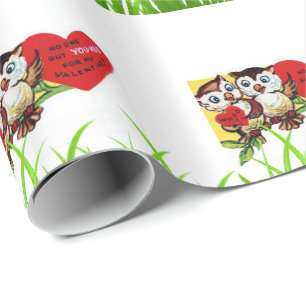 Valentinstag Geschenkpapier Eule Vintage