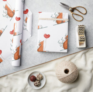 Valentinstag-Geschenkpapier Foxy Love Hearts Geschenkpapier