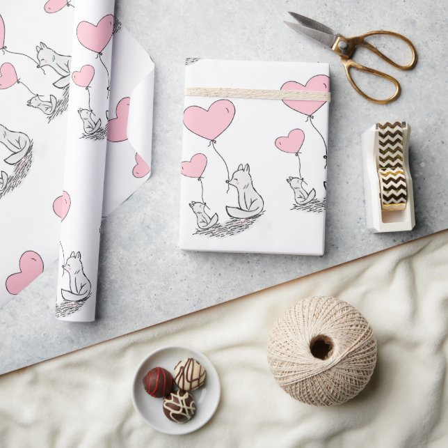 Valentinstag-Geschenkpapier Foxy Pink Herzen Geschenkpapier (Kunsthandwerk)