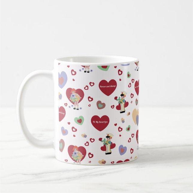 Valentinstag-Geschenkpapier Kaffeetasse (Links)