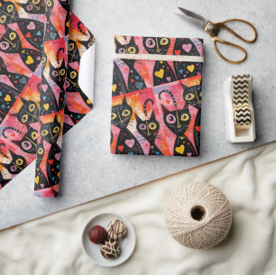Valentinstag-Geschenkpapier Katzen Herzen Geschenkpapier