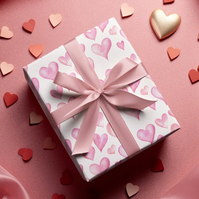Valentinstag-Geschenkpapier mit rosa Herzen  Geschenkpapier (Von Creator hochgeladen)