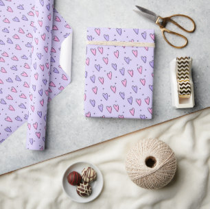 Valentinstag-Geschenkpapier Rosa & Lila Herzen Geschenkpapier