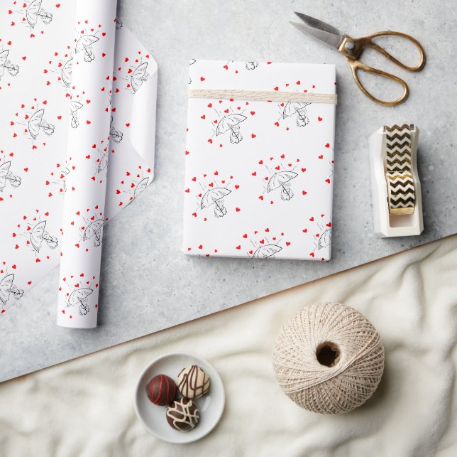 Valentinstag-Geschenkpapier Schirm Roten Herzen Geschenkpapier (Kunsthandwerk)
