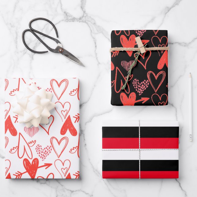 Valentinstag Geschenkpapier Set (Vorderseite)