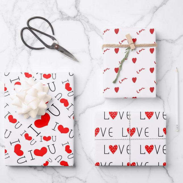 Valentinstag Geschenkpapier Set (Vorderseite)