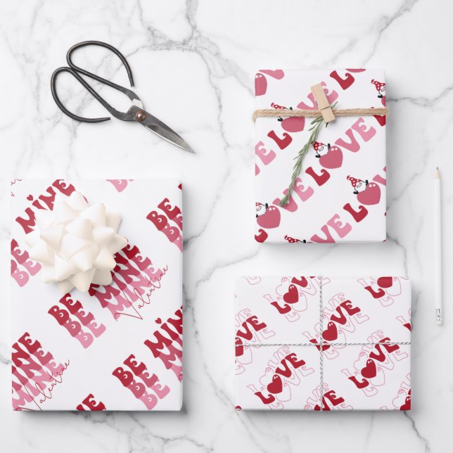 Valentinstag Geschenkpapier Set (Vorderseite)