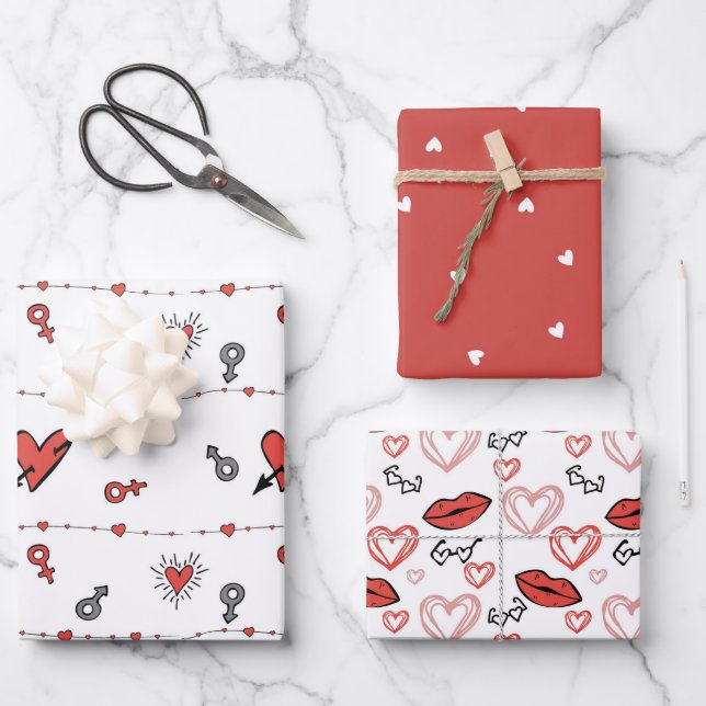 Valentinstag Geschenkpapier Set (Vorderseite)