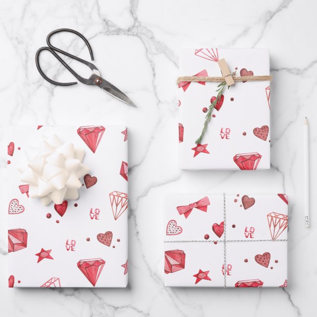 Valentinstag! Geschenkpapier Set (Vorderseite)