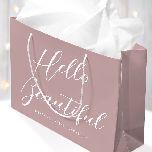 Valentinstag-Geschenktasche Elegantes Skript Dusty Große Geschenktüte (Von Creator hochgeladen)