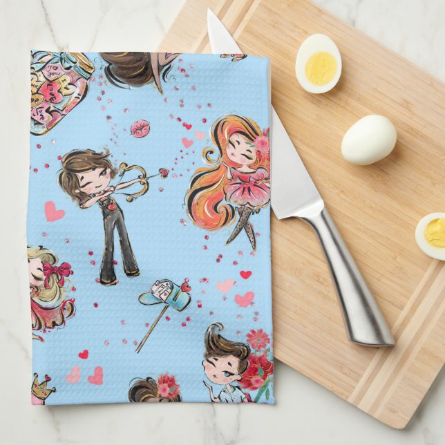 Valentinstag Geschirrtuch (Viertel Falte)