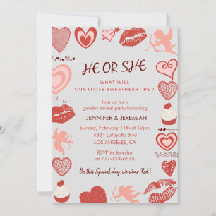 Valentinstag Geschlechter-Enthüllung Einladung Her