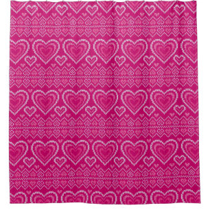Valentinstag gestricktes Muster 2 Duschvorhang