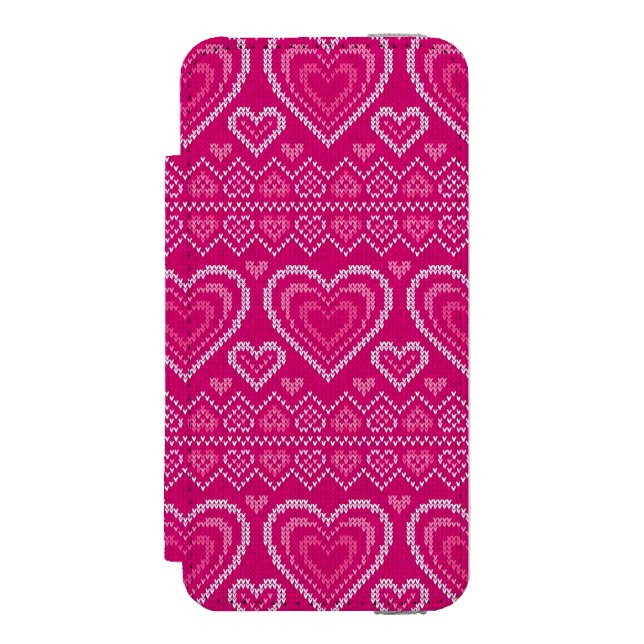 Valentinstag gestricktes Muster 2 Incipio iPhone Geldbeutel-Hülle (Folio Vorderseite)