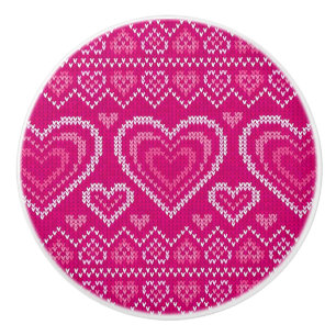 Valentinstag gestricktes Muster 2 Keramikknauf