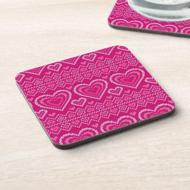 Valentinstag gestricktes Muster 2 Untersetzer (Linke Seite)