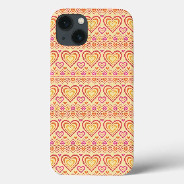 Valentinstag gestricktes Muster Case-Mate iPhone Hülle (Rückseite)