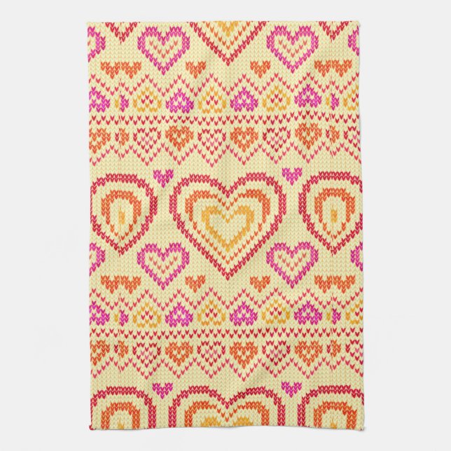 Valentinstag gestricktes Muster Küchentuch (Vertikal)