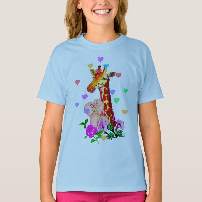 Valentinstag-Giraffe T-Shirt (Vorderseite)