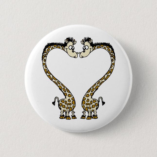 Valentinstag Giraffee Herz Button (Vorderseite)